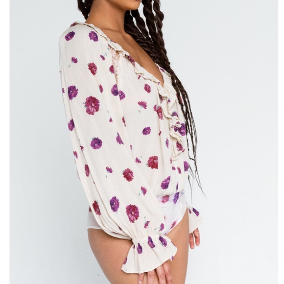 NWT Free People Poppy Printed Bodysuit - Picture 2 of 9